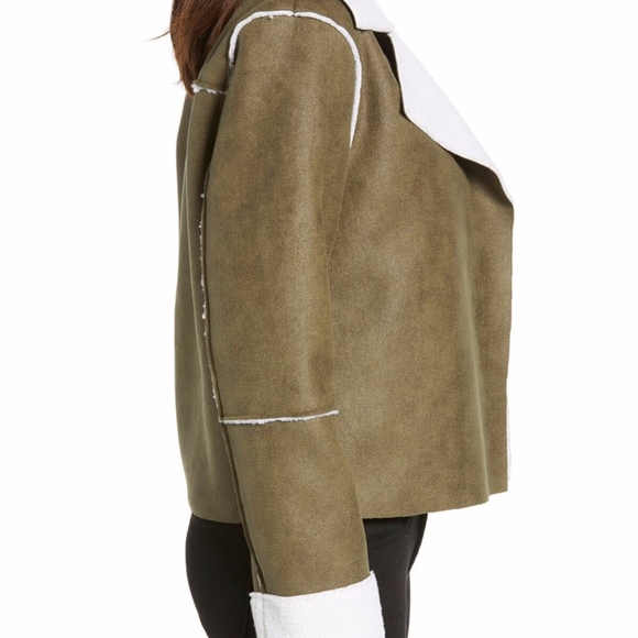 Vigoss // Faux Shearling Moto Jacket in Green - Picture 6 of 7